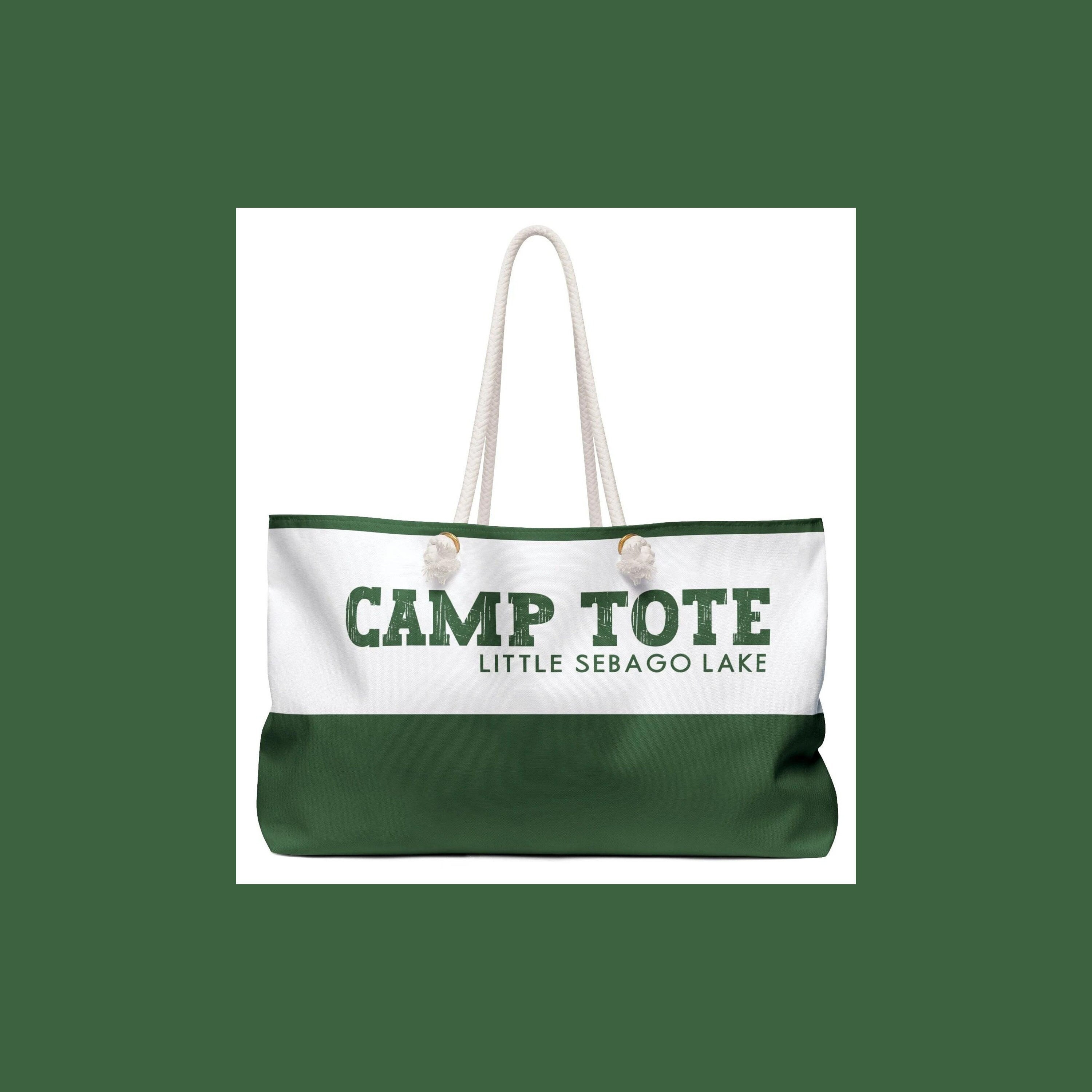 Little Sebago Lake, Maine, Camp, Tote, Weekender, Bag, rope handles, cabin, lake, luggage, cottage, family, gift, birthday, souvenir, favor,