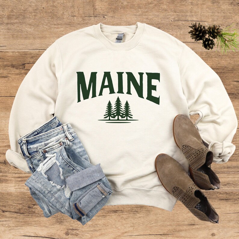 MAINE, Pine, Trees, State, Unisex, Crewneck, Sweatshirt, Pullover