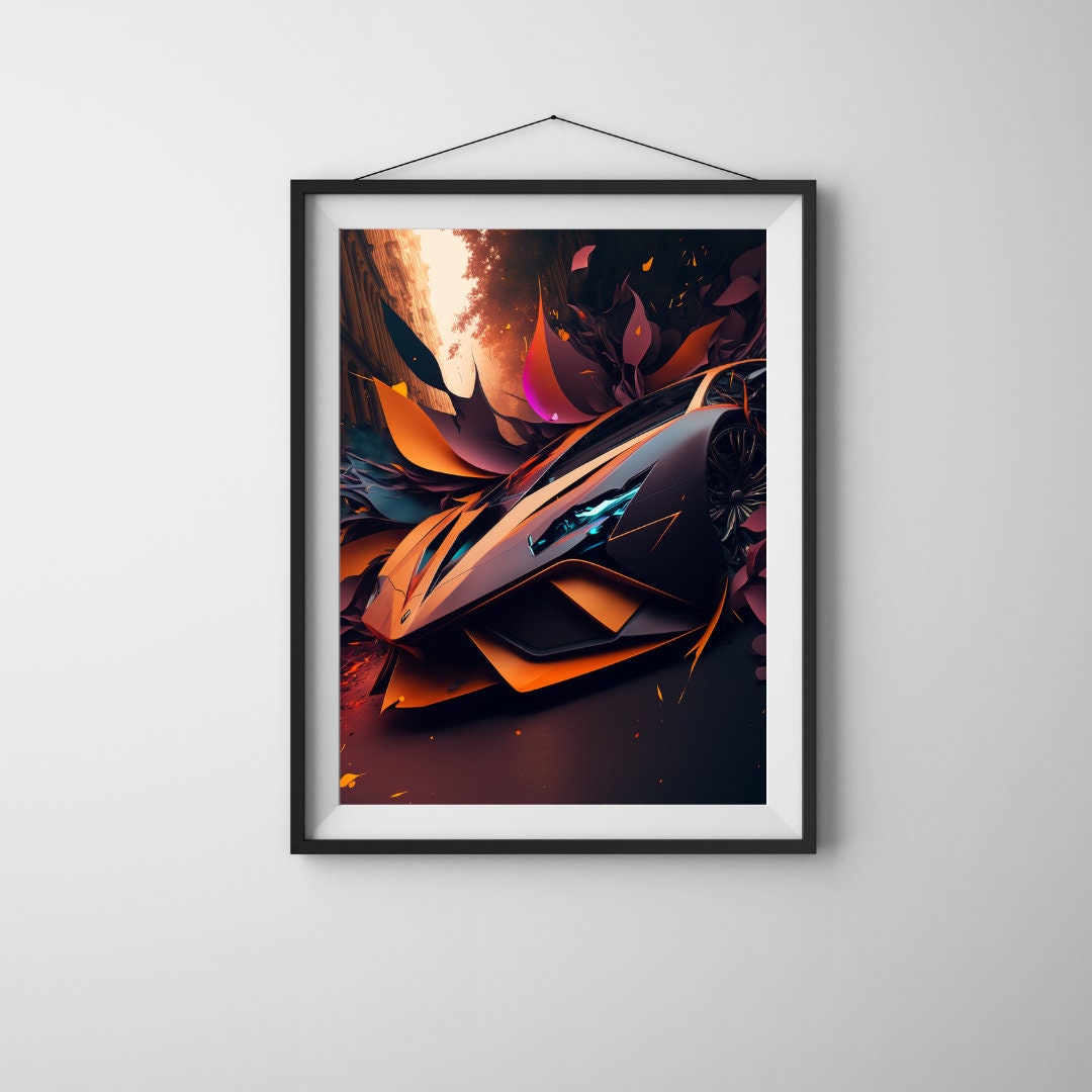 Abstract Lamborghini Essence - Vibrant Automotive Poster, Digital ...