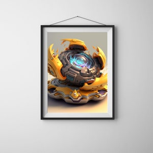 Beyblade Ultimate Burst Art - Metal Fusion Arena Abstract Digital Print, Sci-Fi Beyblade X Poster for Fans and Gamers, Beyblade Digital Art