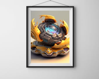 Beyblade Ultimate Burst Art - Metal Fusion Arena Abstract Digital Print, Sci-Fi Beyblade X Poster for Fans and Gamers, Beyblade Digital Art