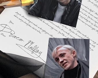 Carta de amor personalizada de Draco Malfoy com adesivos