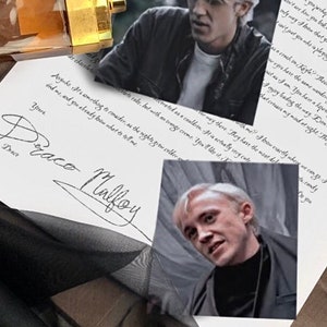 Carta de amor personalizada de Draco Malfoy com adesivos