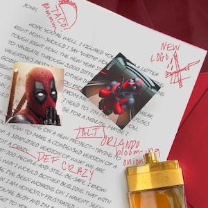 Deadpool und Wolverine Liebesbrief mit Aufklebern