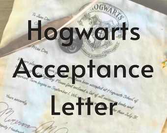 May include: A parchment-style Hogwarts Acceptance Letter with the Hogwarts crest and a quill. The text "Hogwarts Acceptance Letter" is prominently displayed. The letter is aged with a vintage aesthetic.
