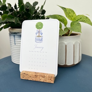 Calendario de sobremesa 2025 con caballete de Chinoiserie, recambio digital