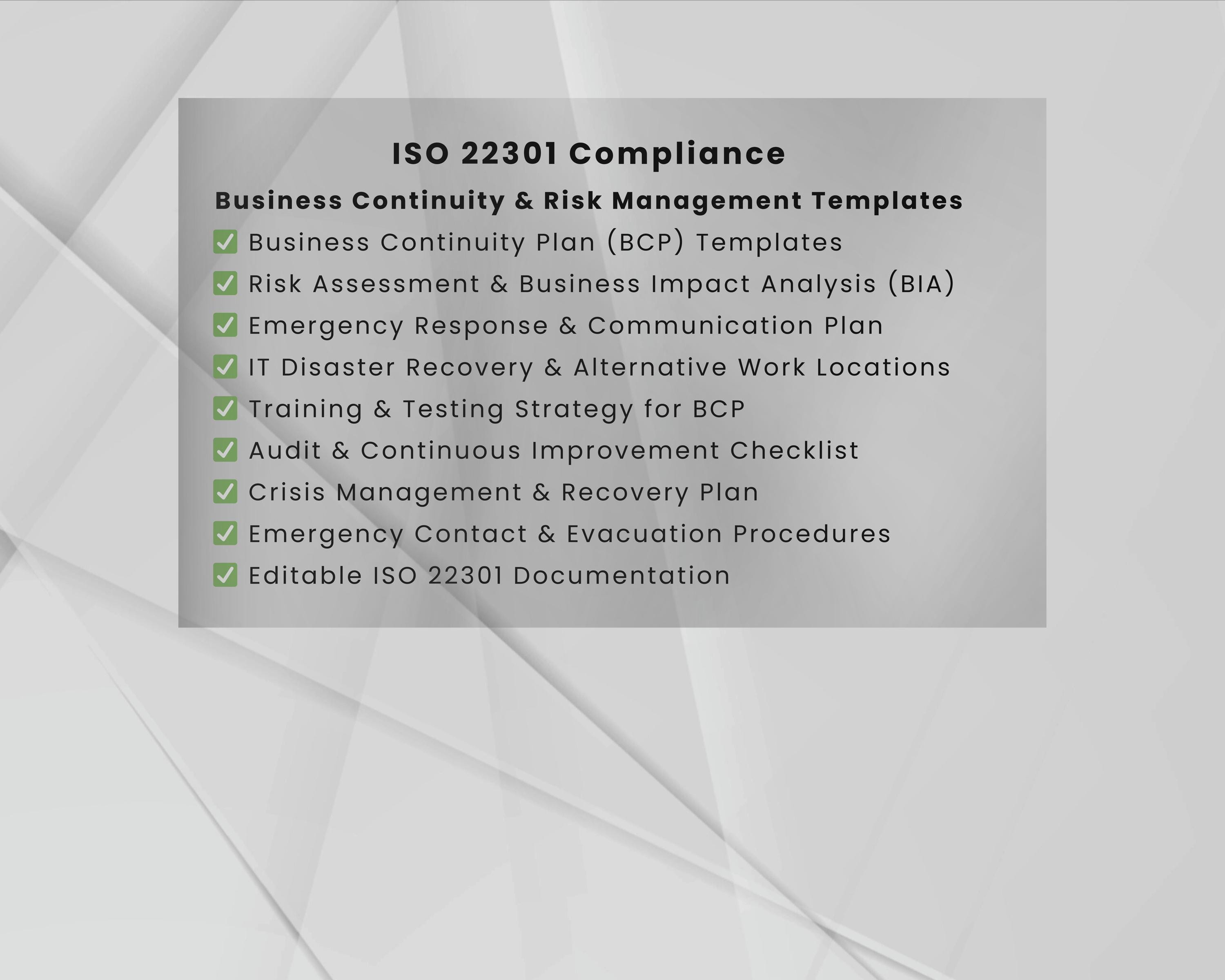 Iso 22301 Example Business Continuity Templates ISO 22301 | Editable Documents BCP ...