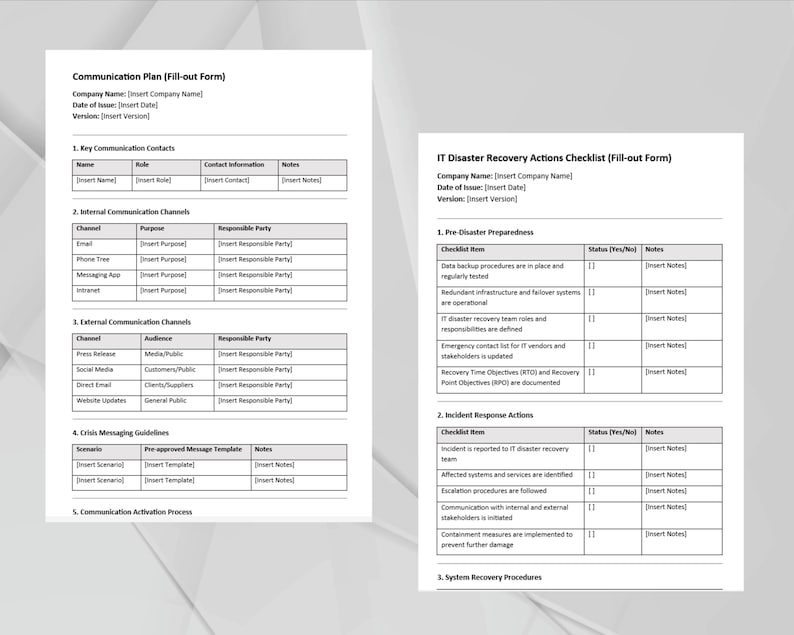 Business Continuity Templates ISO 22301 | Editable Documents BCP ...