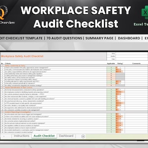 Workplace Safety Audit Checklist – Health & Safety Compliance Excel Template | Dashboard | Scoring