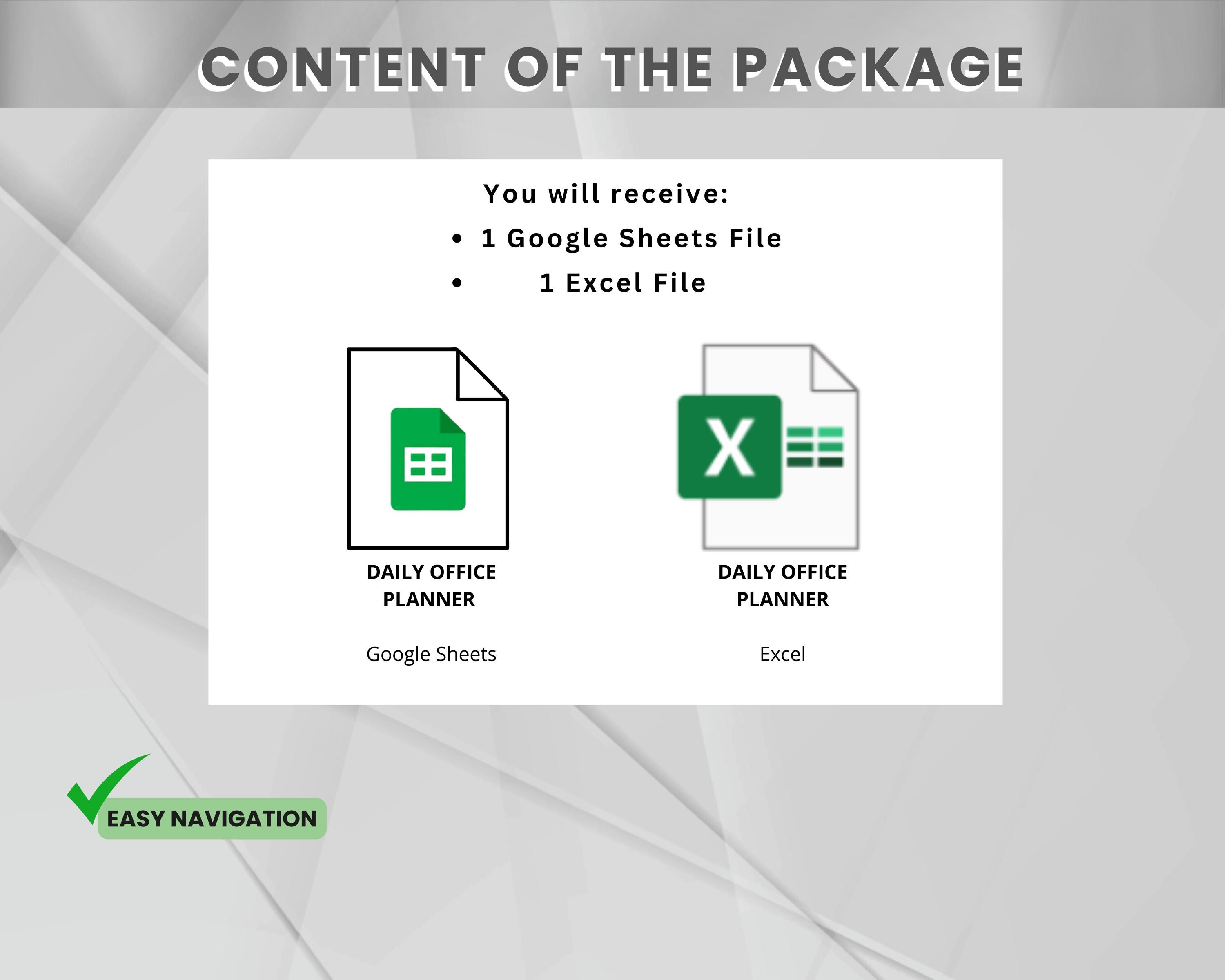 Daily Office Organizer Template for Excel and Google Sheets ...