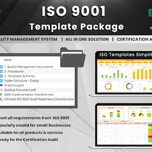 Pacchetto di modelli ISO 9001 definitivo | Sistema di Gestione della Qualità | Soluzione all-in-one | Certificazione