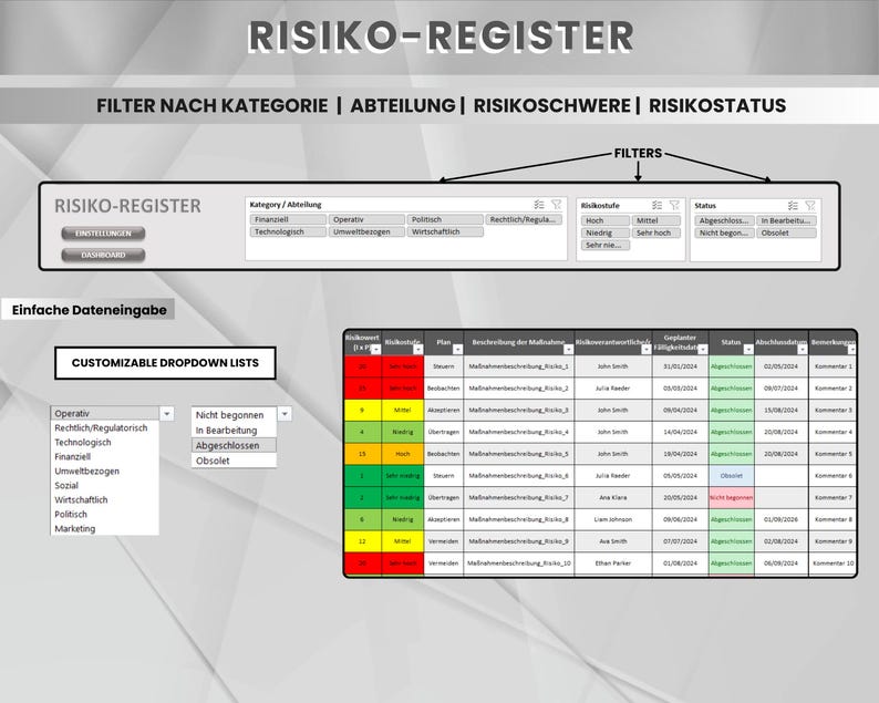 Risk Assessment Excel Template | Risk Management Tool | Risk Analysis ...