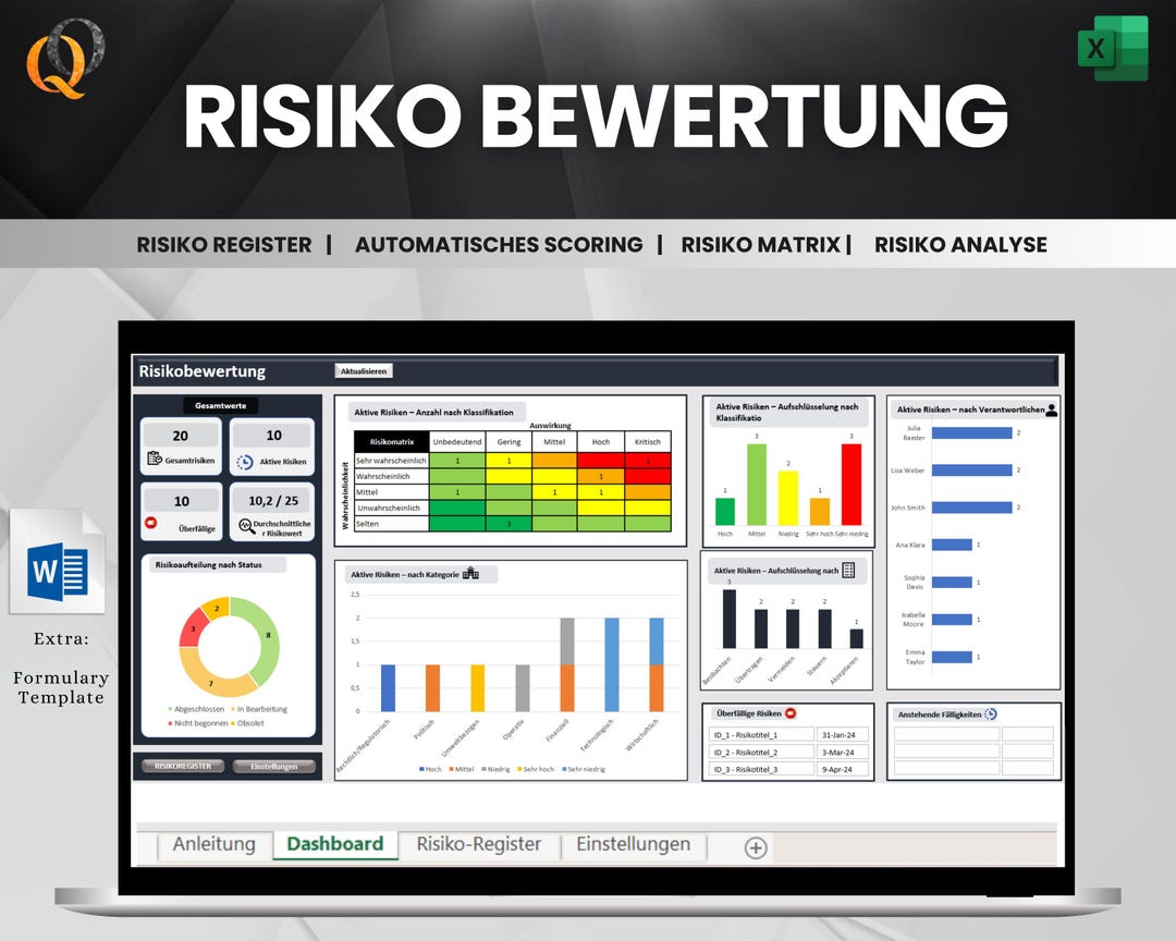 Risk Assessment Excel Template | Risk Management Tool | Risk Analysis ...