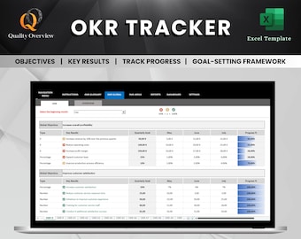 OKR Tracker | Objectives and Key Results | Monitor Goal Progress | Global |  Areas |  Excel Template | OKR Dashboard | OKR Completion Report