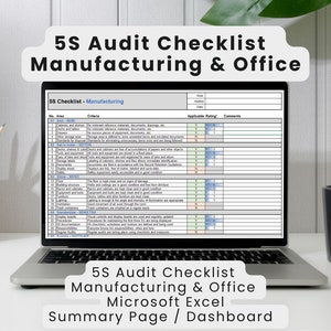 Lista di controllo per l'audit 5S | Produzione | Ufficio | Pannello di controllo | Punteggio | Eccellere | modello