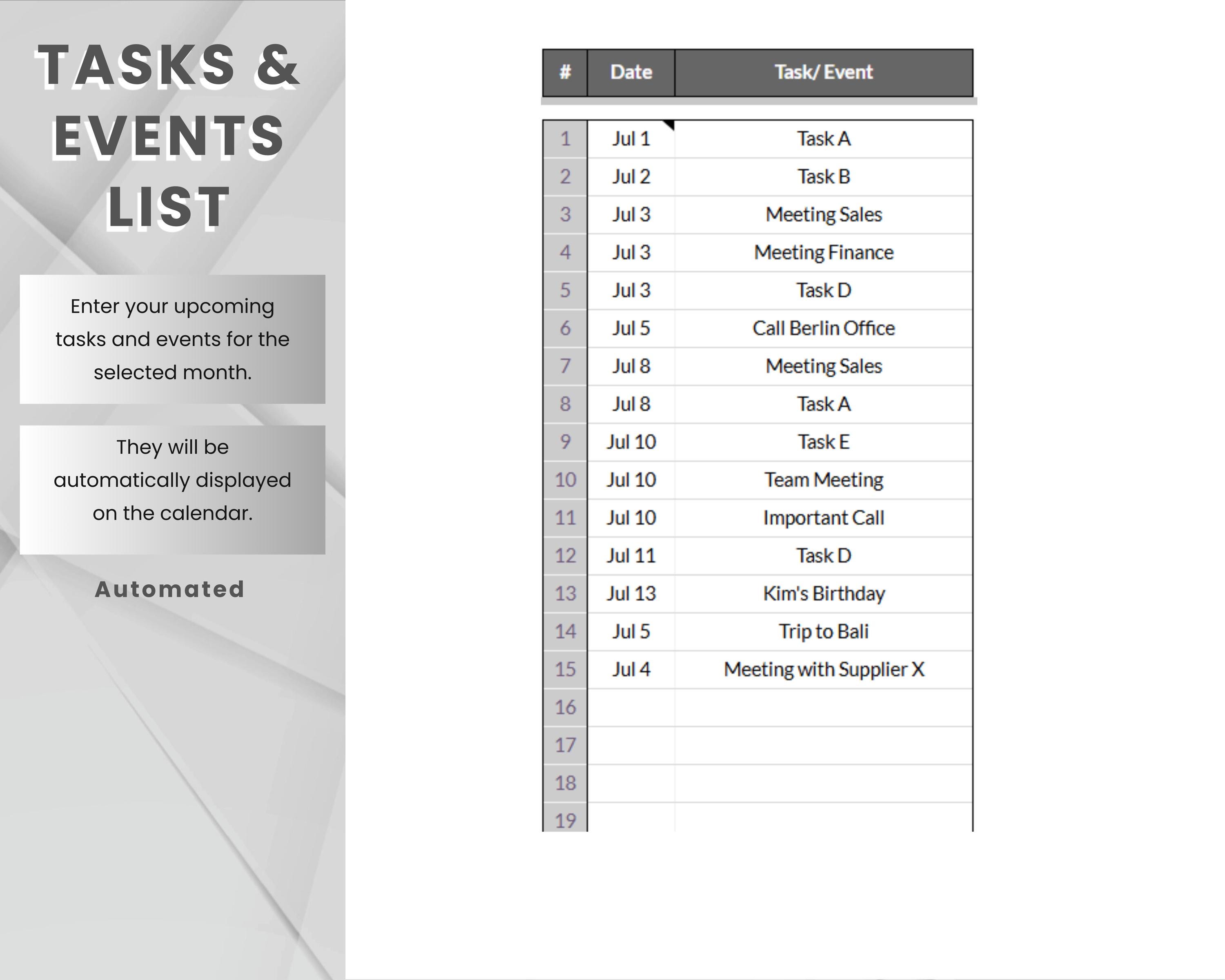 Daily Office Organizer Template for Excel and Google Sheets ...