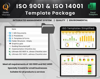 Pacchetto modelli ISO 9001 e ISO 14001 | Sistema di gestione integrato | Qualità | Ambientale