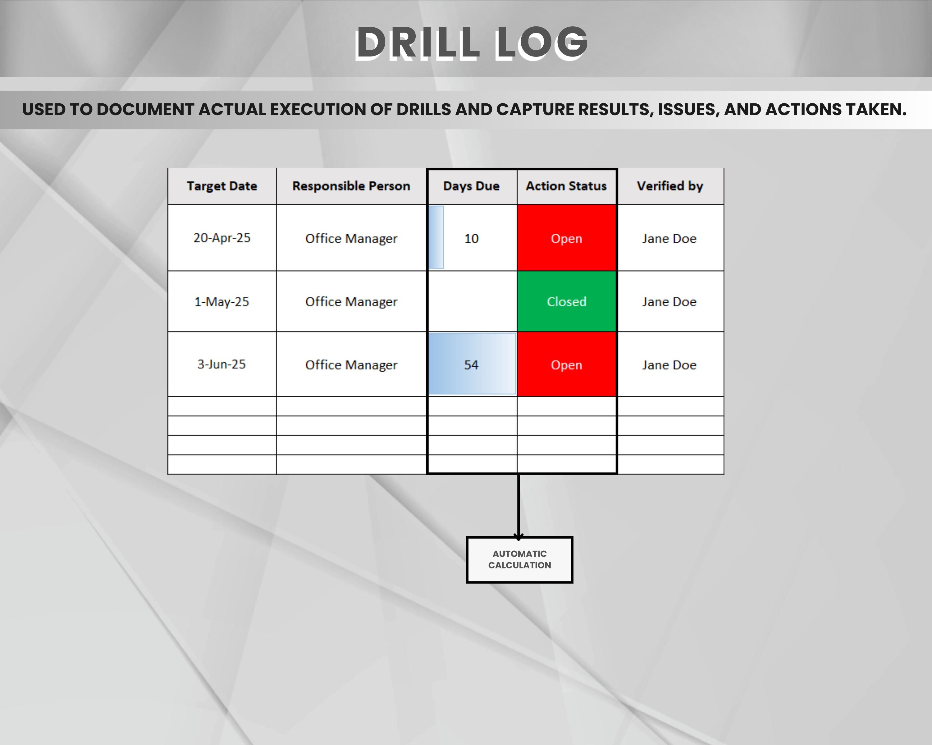 Work Inspection Matrix Workplace Inspection Schedule | Health and Safety Template | Excel ...