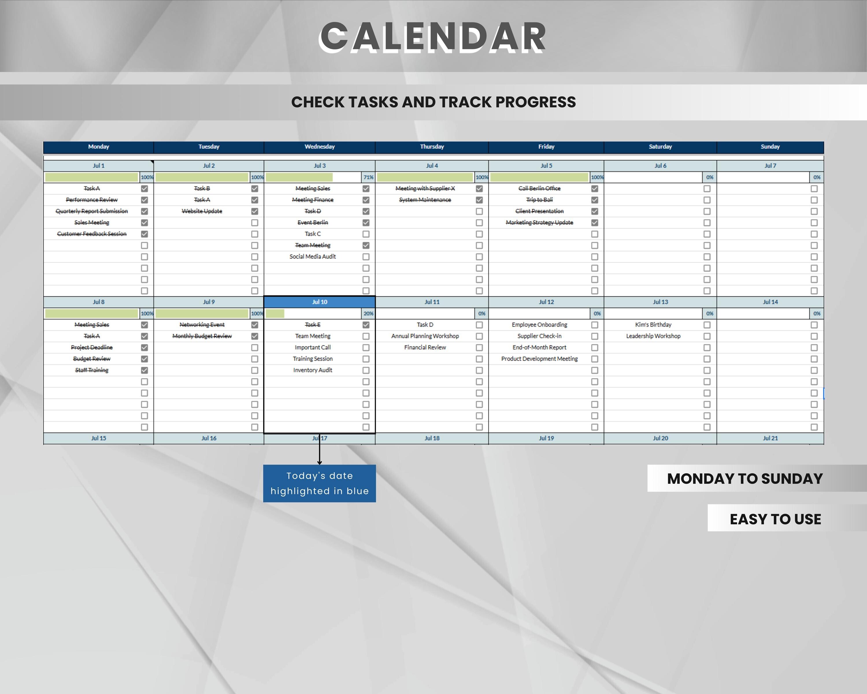 Daily Office Organizer Template for Excel and Google Sheets ...