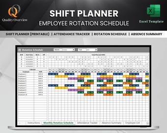 Excel-mall för skiftplanerare | Schemauppföljning för anställda | Arbetsschemaorganisatör | Kalkylblad för personallistor | Närvaro- och frånvarokalender