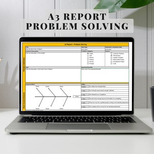 A3 Report | Template | Problem Solving | Root Cause Analysis | Ishikawa diagram | Excel