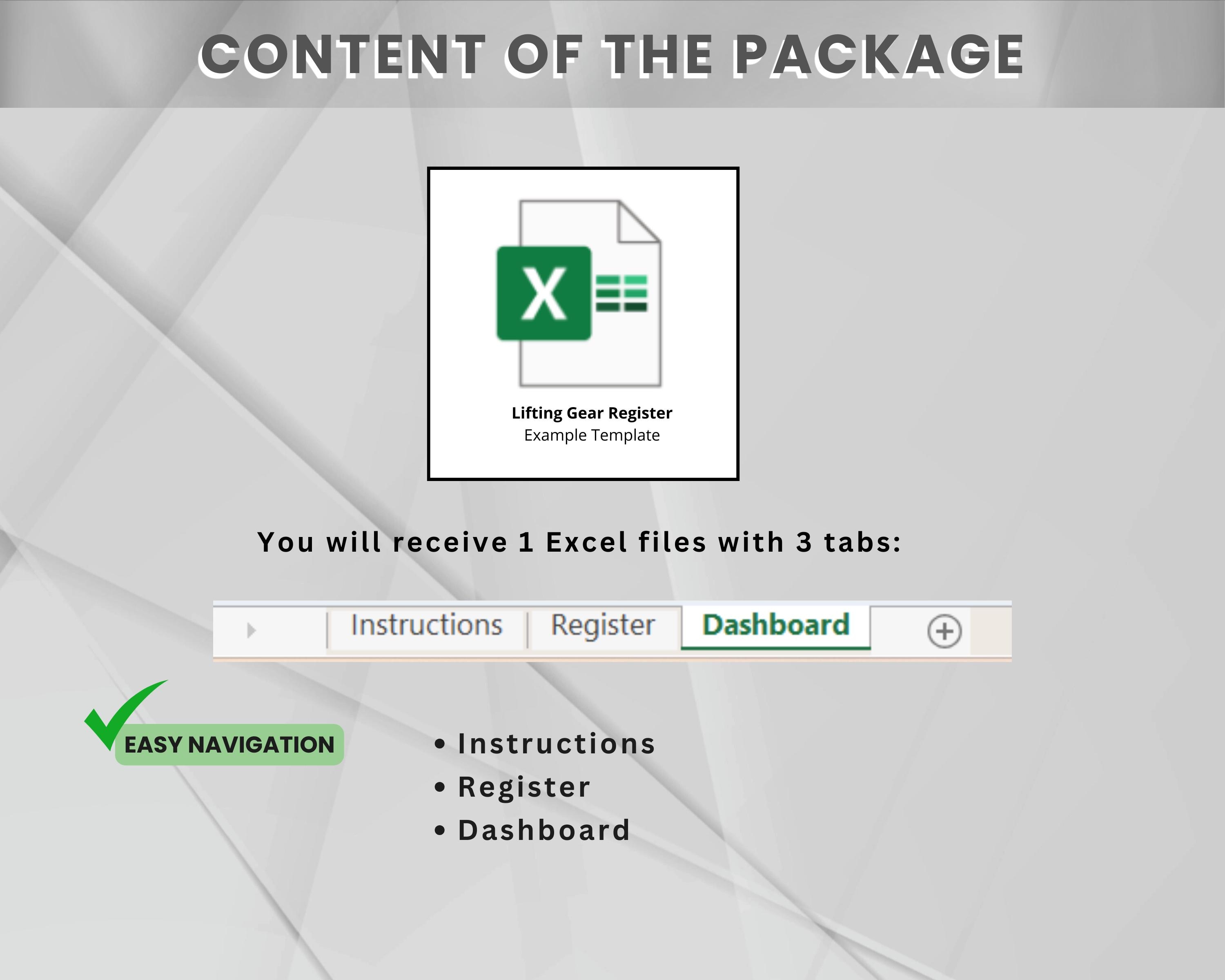 Lifting Gear Inspection Register | Excel Tracker for Safety Compliance ...