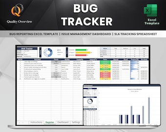 Bug Tracker Excel Template | Issue Management Dashboard | SLA tracking spreadsheet