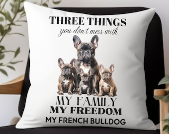 Adorable French Bulldog Family Decorative Pillow, Cozy and Stylish Decor for Dog Lovers, Ideal Decorative Statement for Bulldog Owners