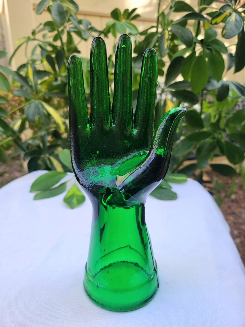 Vintage Emerald Green Glass Hand Etsy
