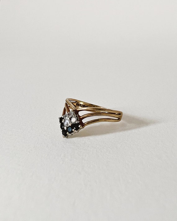 Vintage Sapphire And Cubic Zirconia Wishbone Ring… - image 1