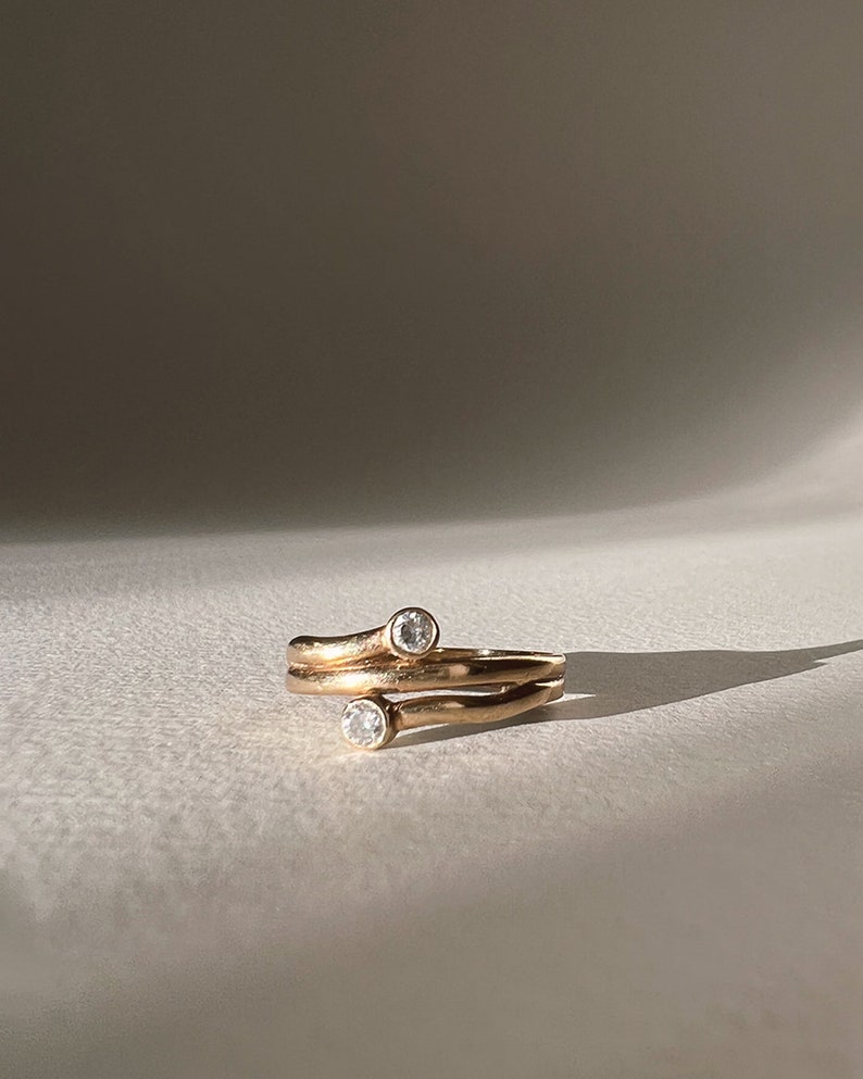 Triple Crossover Cubic Zirconia Stacking Ring in 9ct Gold - Etsy