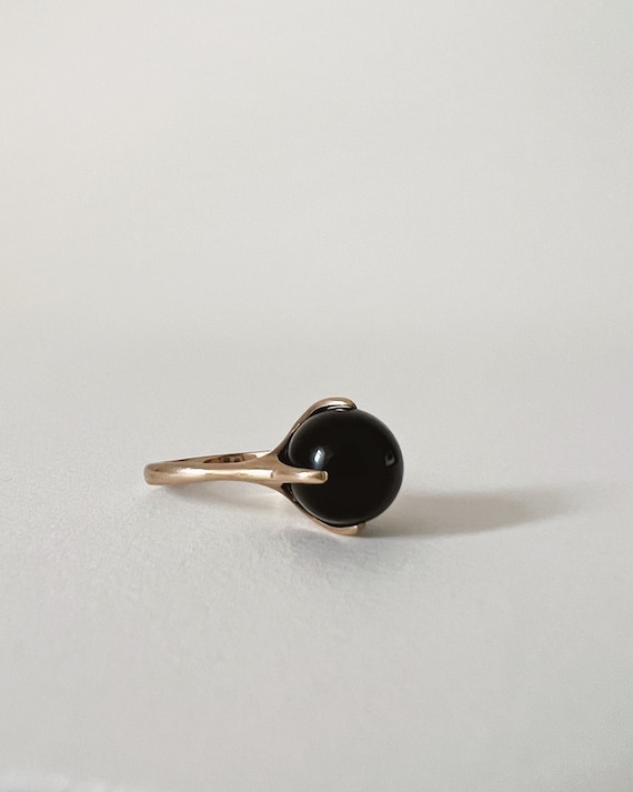 Statement Sphere Black Onyx Ring In 9ct Gold - image 1