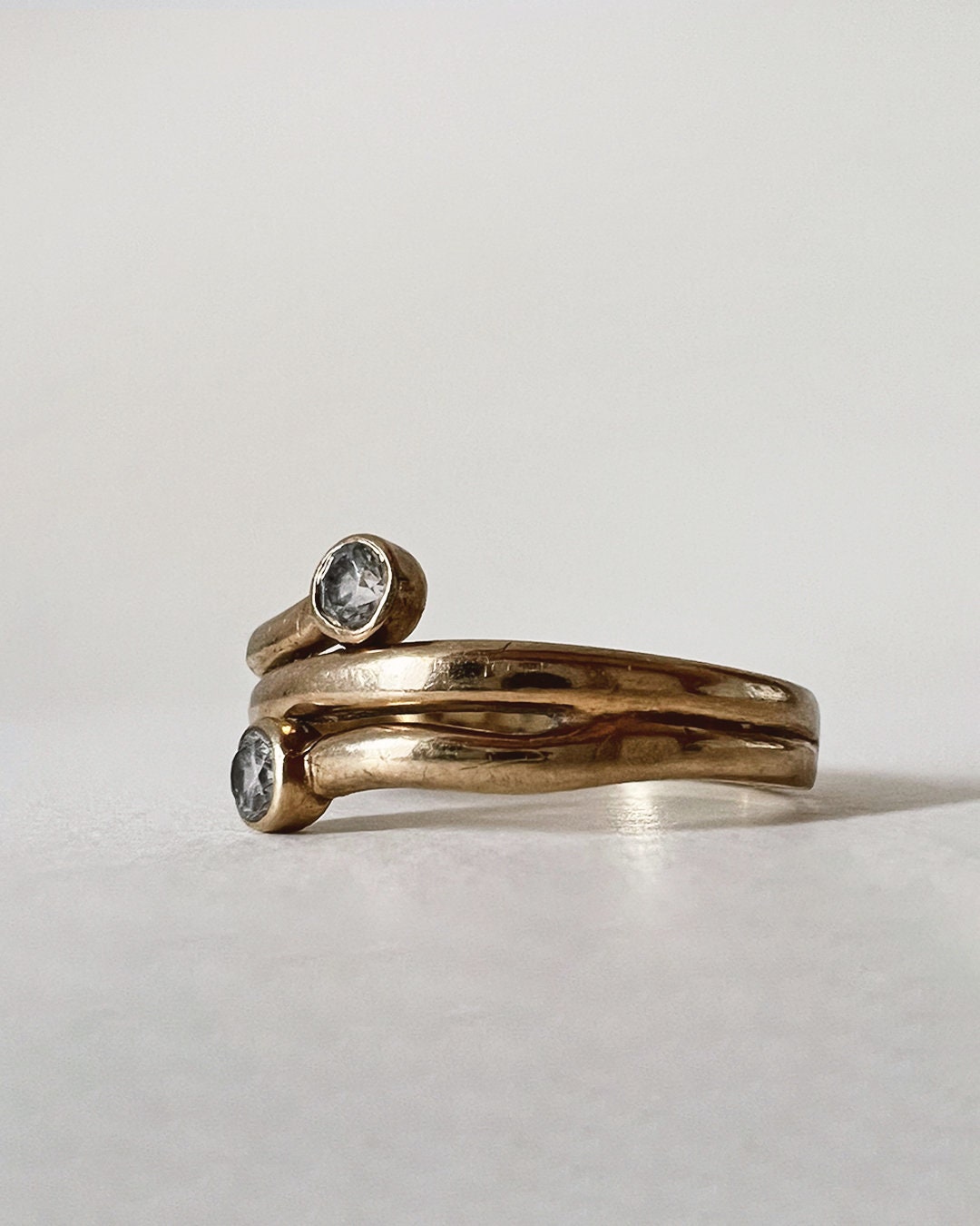 Triple Crossover Cubic Zirconia Stacking Ring in 9ct Gold - Etsy