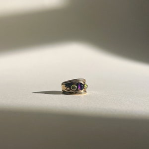 Statement Etruscan Style Amethyst & Peridot Ring In 9ct Gold image 9