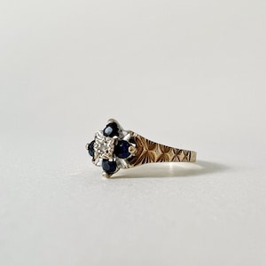 Quartet Sapphire & Cubic Zirconia Dress Ring In 9ct Gold