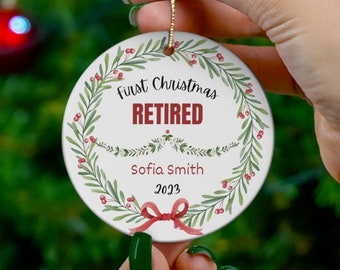 Custom Retired Gift First Christmas Retired Ornament Happy Retirement Gift Retired Colleague Farewell Coworker Doctor Retired Nurse Employee