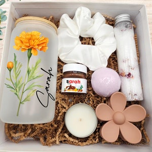 Caixa de presente de aniversário relaxante, pacote de autocuidado, caixa de abraços, cesta de amigos de aniversário, cesta de mimos, caixa de melhoras, envio de abraços, cesta de spa