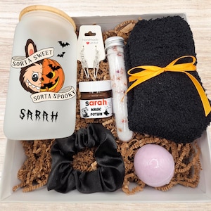 Halloween Gift Box Witch Friend Spooky Gift Halloween Box Witchy Glass Cup Halloween Pumpkin Box Boo Basket Spooky Birthday October Gift Her