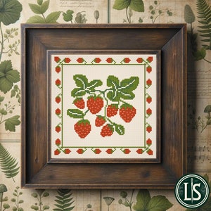 Strawberry Cross Stitch Pattern -Handmade DIY Berry Embroidery Guide | PDF | Needlecraft | Cottage Core
