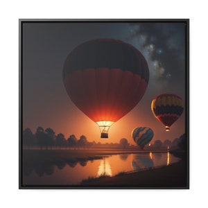 Hot Air Balloon Glow, Mississippi River Delta, Southern Landscape Canvas Wall Art Print
