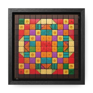 Palestinian Tatreez Embroidery Canvas Print: Geometric Floral Wall Art