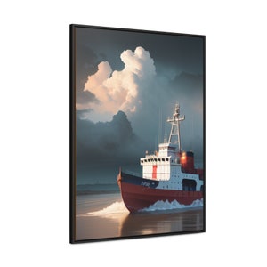 Lower Mississippi River Delta Tugboat Canvas Print - Framed Coastal Nautical Wall Art Decor