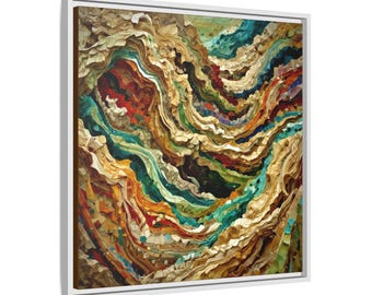 Straße von Hormus Geopolitische Turbulenzen Abstrakte Mosaik Wandkunst | Persischer Golf Maritim Giclée Druck auf Leinwand | iranischen Kulturerbes