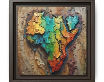 Afrika Karte Mosaik gerahmt Leinwand Giclée Druck Panafrikanische Wandkunst | Erdige Wohnzimmer Dekoration