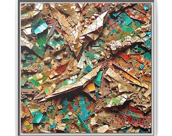 Unter den Ruinen Abstrakte Mosaik-Architektur Wandkunst | Archäologische Fragmentierung Giclée Leinwanddruck