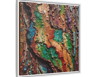 Mosaik Rare Earth Mineralfeld Wand Kunst Leinwand | Bas Relief Strukturästhetik | Geologisches Giclée