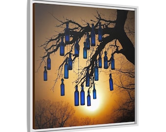 Mississippi Delta Flaschenbaum Sonnenuntergang Archival Giclée Leinwand - Südliche Gothic Folk Kunstdruck - Haint Blau Dokumentarische Wandkunst