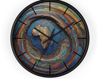 Africa Map Mosaic Circular Wall Clock | African Diaspora Heritage Decor