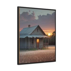 Mississippi Delta Shotgun Shack Canvas Print, Cotton Plantation Rural Landscape, Country Farmhouse Decor
