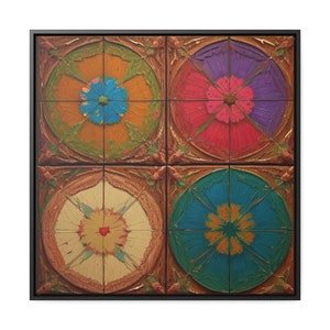 Tatreez Embroidery Canvas Print: Palestinian Folk Art, Cultural Wall Decor